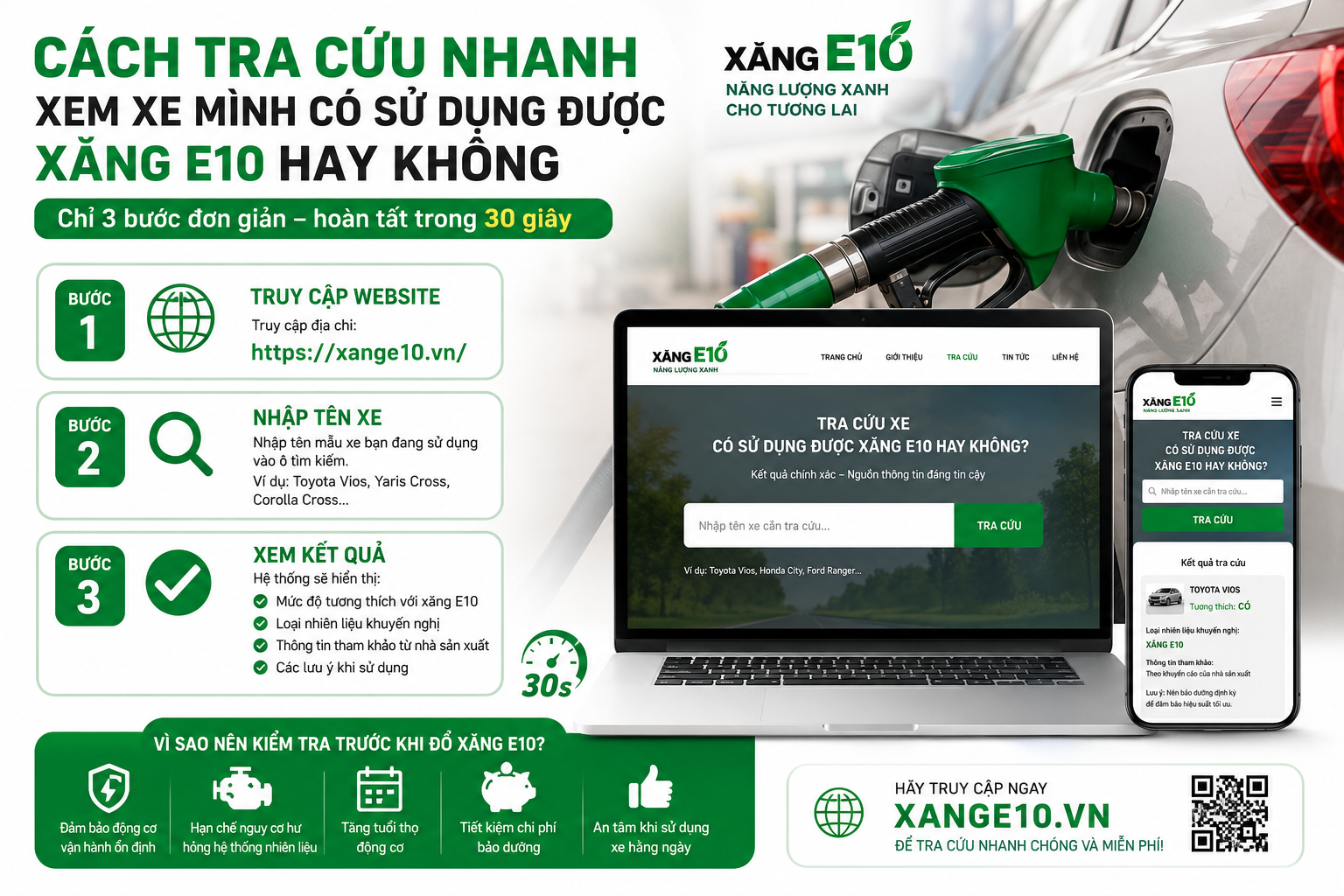 Cách tra cứu nhanh xe của bạn có sử dụng được xăng E10 hay không chỉ trong 30 giây